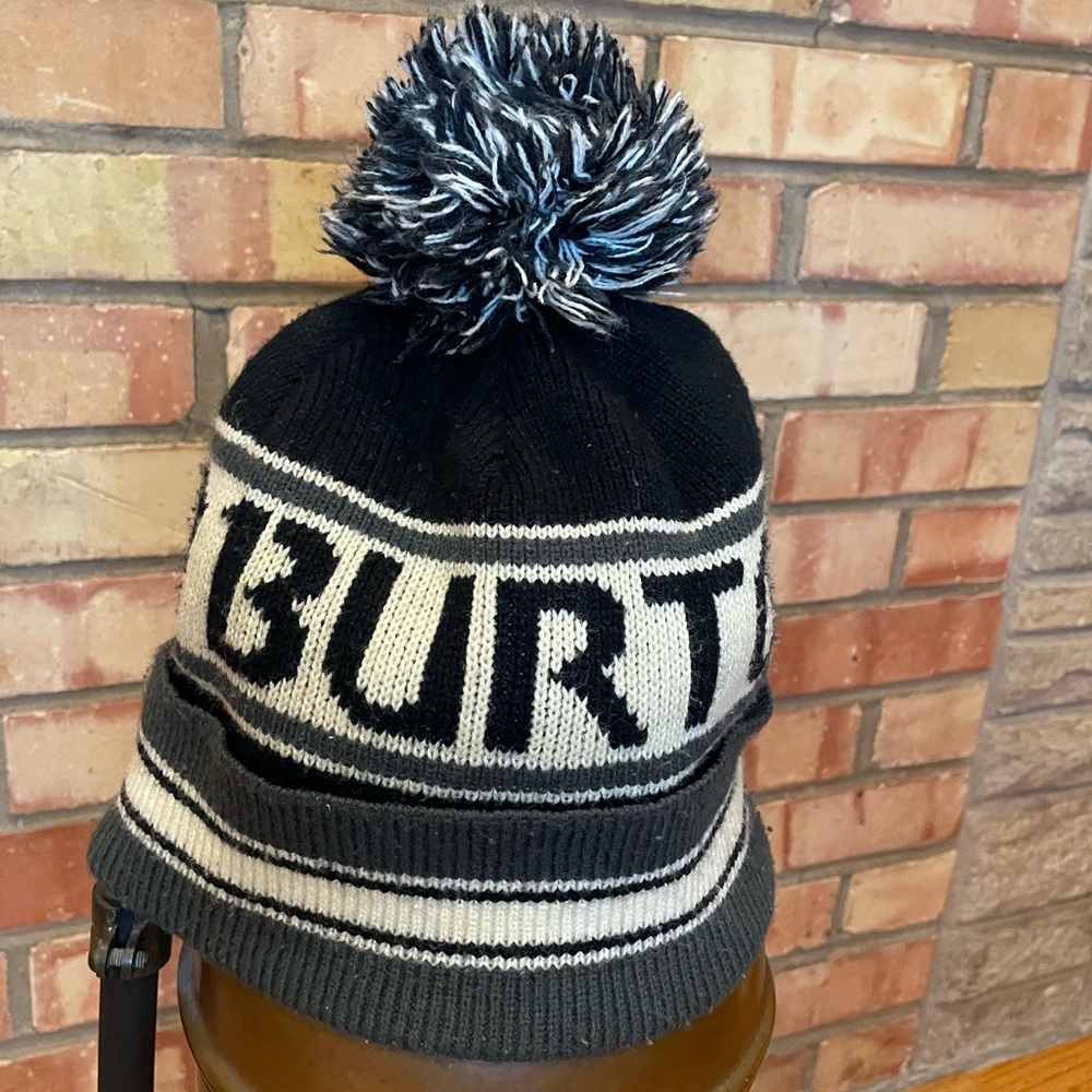 Burton Black and Gray Pom-Pom Hat